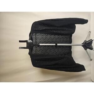 NY Collection Woman Black Open-Knit Cardigan Sweater